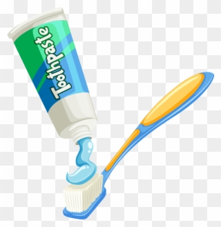 挤牙膏牙刷卡通 - Tooth Paste On Brush Clipart - Png Download
