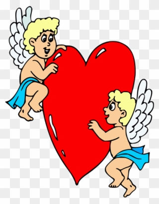 Angels, Heart, Cupid, Love, Celestial, Valentine's - Cupid Heart Clip Art - Png Download