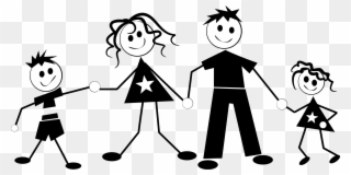 Three Stick Figure Kids Clipart - Stick Figure Family Png Transparent Png