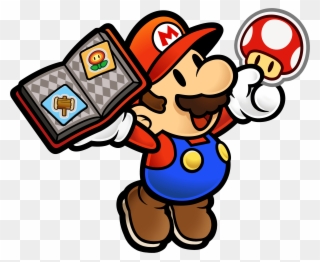 Mario Holding A Book Of Stickers And A Mushroom - Nintendo Selects: Super Paper Mario (nintendo Wii) Clipart