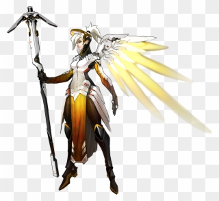 Broncos Drawing Black And White - Mercy From Overwatch Clipart