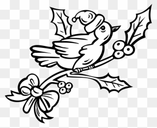 Printable Robin Bird Coloring Pages With Christmas - Christmas Bird Black And White Clipart