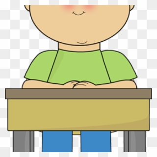 Student Working At Desk Clipart Student Sitting At - Child Sitting In Desk Clipart - Png Download