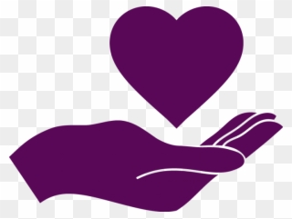 Deep Purple Icon Of Hand With Heart Above It - Hand Holding Heart Clipart - Png Download