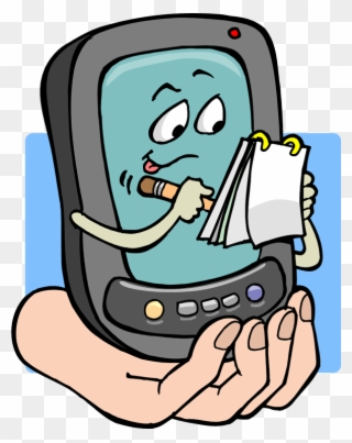 Mobile Device Writing Cartoon - Mobile Device Cartoon Clipart