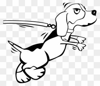 Pet Leash - Dog On Leash Drawing Clipart