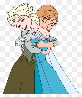 Elsa Hugging - Disney Anna Elsa Hugs Clipart