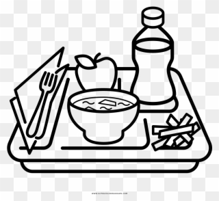 Coloring Pages Of Food - Drawing Of Meal Tray Clipart
