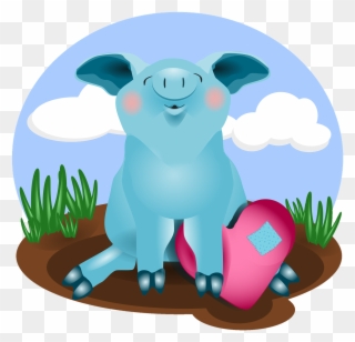 Pig Animal Love - Blue Pig Jumbo Tote Bag, Adult Unisex, Natural Clipart