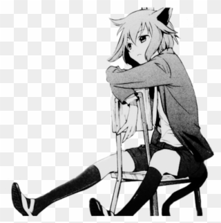 Sad Neko Animegirl Chair Cattail Catears Freetoedit - Neko Anime Girl Manga Clipart
