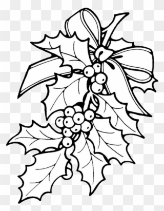 Holly Leaves Coloring Sheets Printable Christmas Ornament - Holly Coloring Pages Clipart