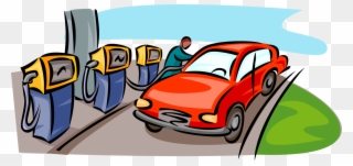 Vector Illustration Of Service Station Gasoline Petrol - Car Clipart