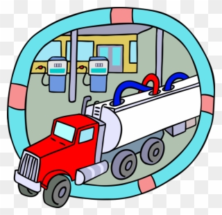 Vector Illustration Of Petroleum Gasoline Fuel Tanker - Ancillary Equipment Examples Clipart