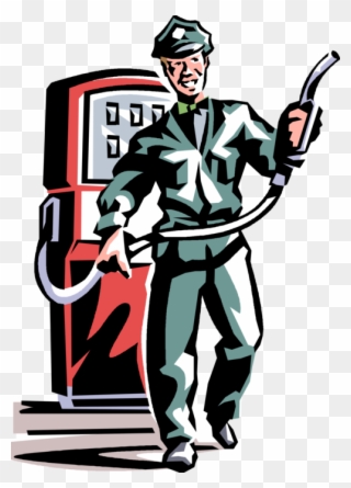 Vector Illustration Of Friendly Service Station Employee - Cartoon Clipart