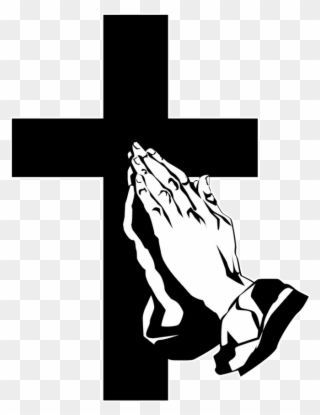 Funeral Clipart Prayer Hand - Praying Hands With Cross Clipart - Png Download