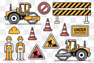 Construção De Estradas Com Ícones De Vetores Rodoviários - Vector Icons Road Construction Png Clipart