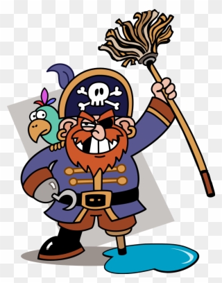 Piratey With Mop - Hook And Peg Leg Clipart
