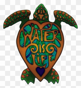 Water Is Life Turtle - Decal Clipart