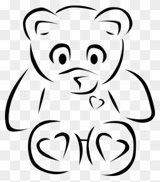 Drawn Teddy Bear Stencil - Teddy Bear Outline Png Clipart