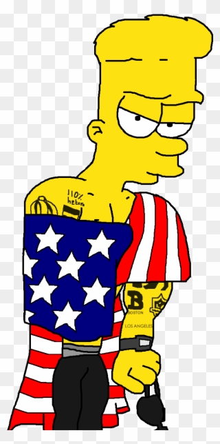 Sexy Muscle Bart Simpson With American Flag By Dgm-art - Sexy Bart Simpson Clipart
