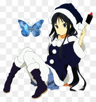 Renders Mio Akiyama K On Glace Fraise Hiver Noel Bleu - Render Anime Girl Christmas Clipart