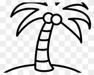 Drawn Palm Tree Black And White - ระบายสี ภาพ ต้น มะพร้าว Clipart