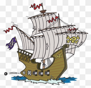 Cartoon Ship Clipart - Ship With Cannons Clipart - Png Download