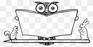 Black And White Owl Reading Clipart