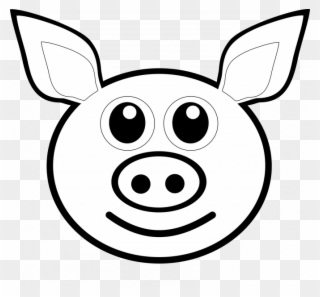 Black And White Stock Eyes Clipart Pig - Drawing Of Pig Face - Png Download