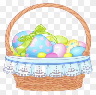 Easter Basket With Eggs Transparent Clipart - Easter Basket Clipart Png