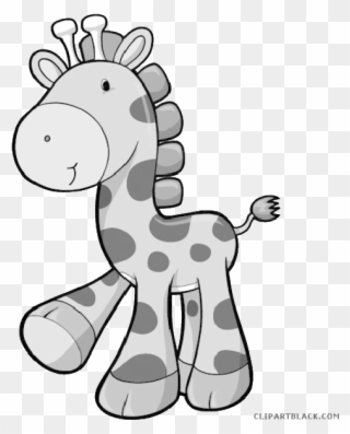 Baby Giraffe Animal Free Black White Clipart Images - Cute Baby Animal Free Clipart - Png Download