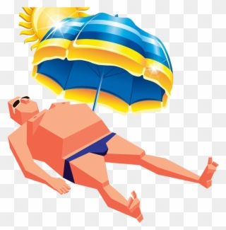 Umbrella Art Sunbathing Man Transprent Png Free - Sunbathing Clipart Png Transparent Png