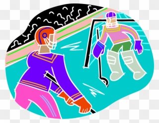 Vector Illustration Of Sport Of Ice Hockey Skater With - Illustration Clipart