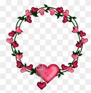 Transparent Frame Wreath With Hearts - Flowers Round Shape Png Clipart