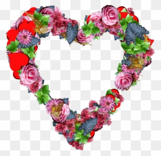 Heart Made Of Colourful Flowers - Png Bilder Clipart