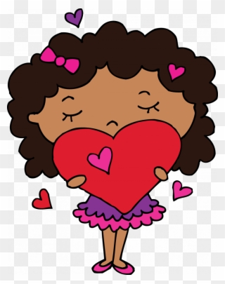 Cute Heart Clipart - Girl Curly Hair Clipart - Png Download