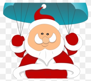 Santa Clipart Parachute - Santa Claus In Parachute - Png Download