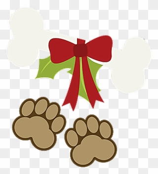 Happy Holidays Xmas Christmas Paws Puppy Pet Dog Bone - Svg Christmas Dog Clipart