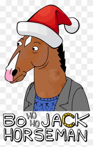 Bojack Horseman Funny Christmas Womens T-shirt - Bojack Horseman Christmas Hat Clipart
