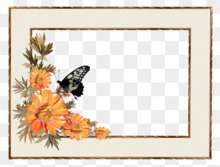 Frame, Border, Flowers, Butterfly, Decorative - Flower And Butterfly Border Clipart