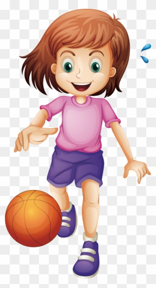 Basketball Cartoon Girl Clip Art - Sporty Girl Clip Art - Png Download