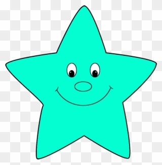 Turquoise Cartoon Star - Happy Blue Star Clipart