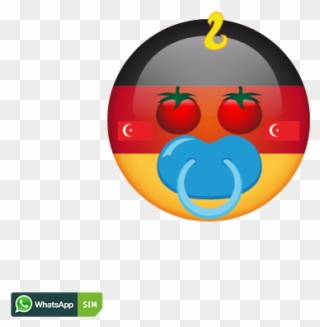 Lustiges Emoji Mit Türkei Flaggen Makeup Und Schnuller - Emoji Clipart