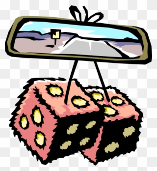 Vector Illustration Of Dice And Rear View Mirror In - Rear View Mirror Clip Art - Png Download