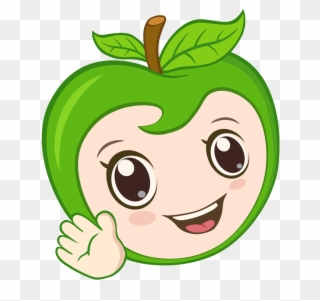 Cartoon Auglis Clip Art Green Smile Transprent - Cute Cartoon Green Apples - Png Download