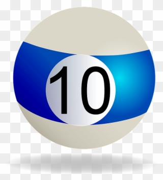Billiard, Billiard Ball Blue Striped, 10, Pool, Ball - Bola De Billar 10 Clipart