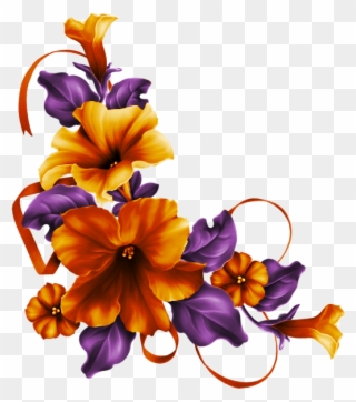 Etiquetas, Disenos De Unas, Capas, Marco De Flor, Floral, - Purple And Blue Flower Border Clipart