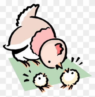 Vector Illustration Of Cartoon Mother Chicken With - Illustration Clipart