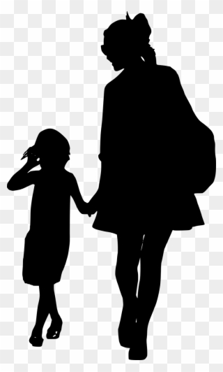 Mother Daughter Clipart Free - Silhouette People Walking Png Transparent Png
