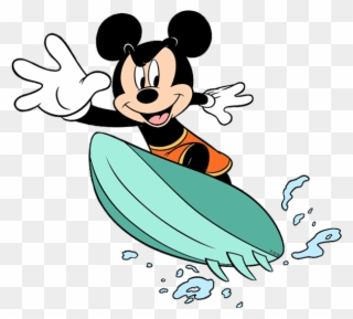 Royalty Free Library Surfing Clipart - Mickey Mouse On A Surfboard - Png Download